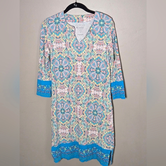 Coolibar Oceanside Tunic Maximalist Boho Beachcore UPF 50+ Dress, XS - Picture 1 of 2